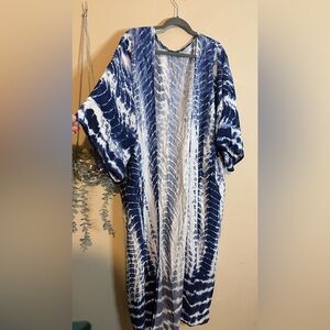 Tie-Dye -blue and white- Kimono long (fits small-1x)